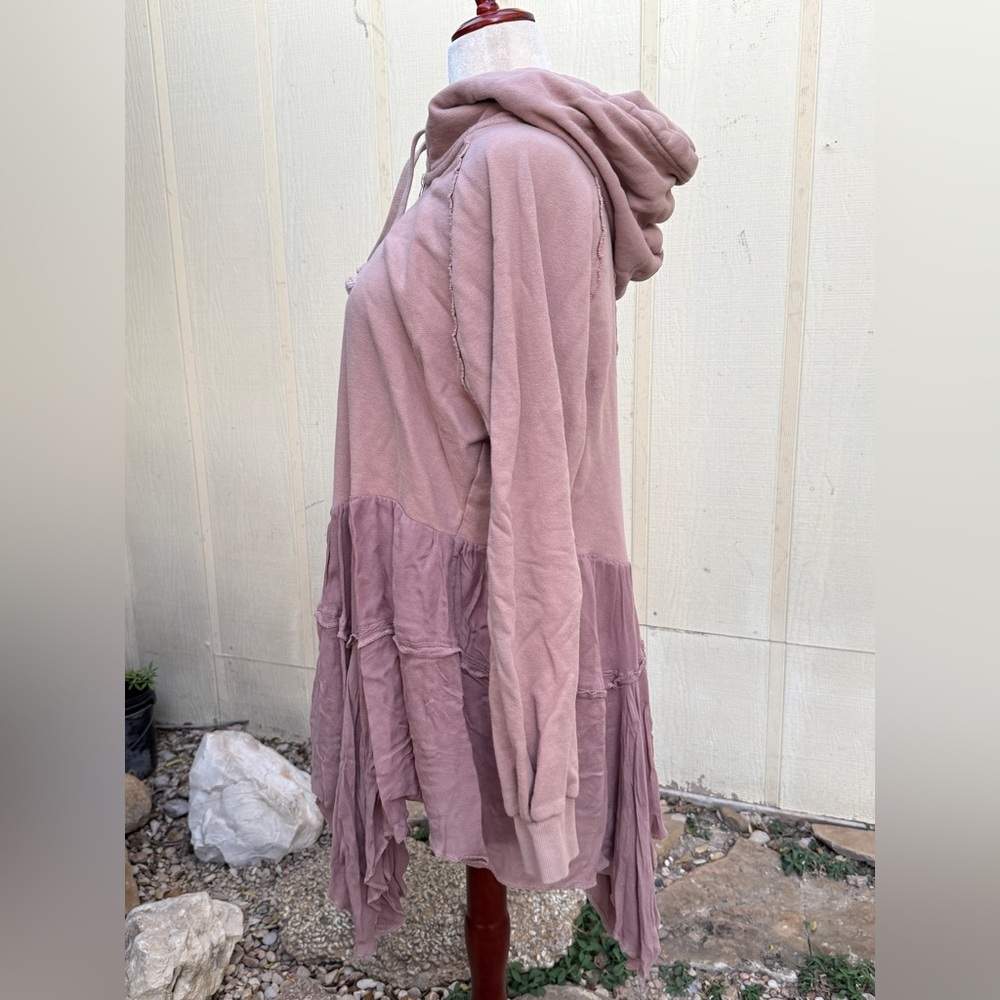 Free People Moon Dust Moondust Hoodie Zip Cardigan Tiered Boho Hood Cardi - Picture 6 of 7